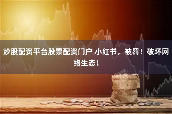 炒股配资平台股票配资门户 小红书，被罚！破坏网络生态！